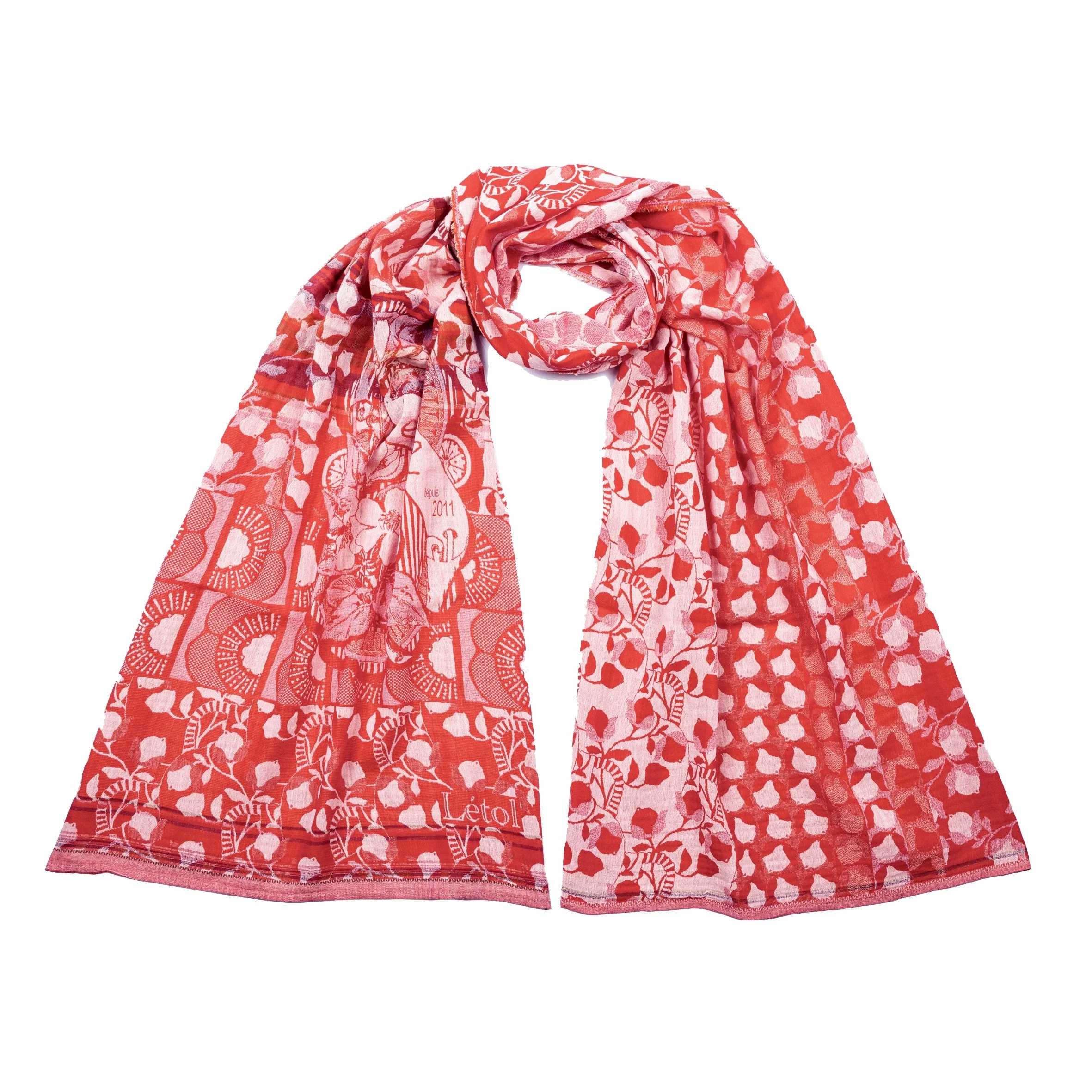 Eliette 201 Rouge Chantilly - Létol Organic Cotton Scarf, Made in